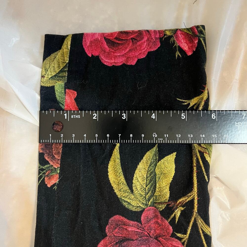 Floral Print Pants Rose Pattern Statement Trousers Super Skinny - Picture 9 of 11